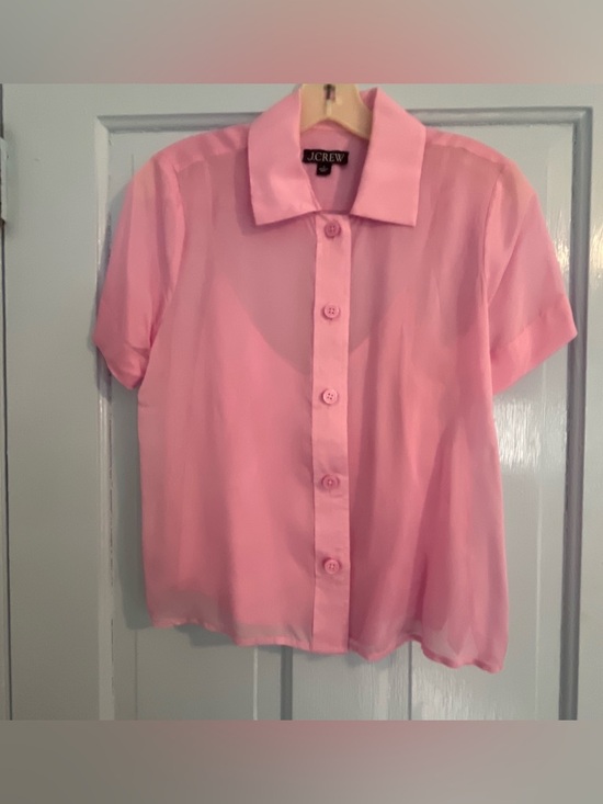 J. Crew Tops - J. Crew Pink Short-Sleeve Button-Front Shirt